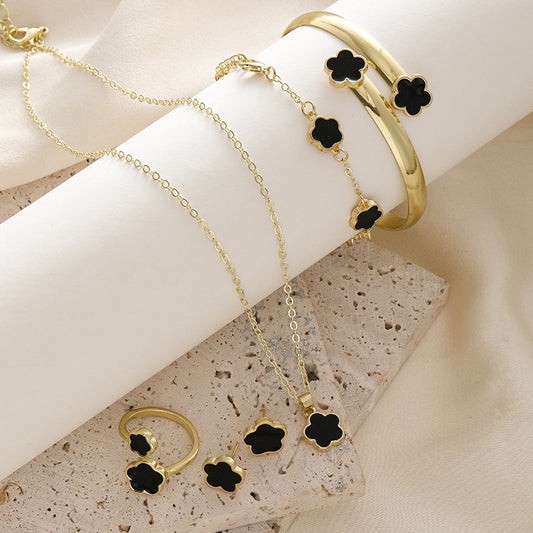Girls Jewelry 5Pcs/set Simple Versatile Five Leaf Clover