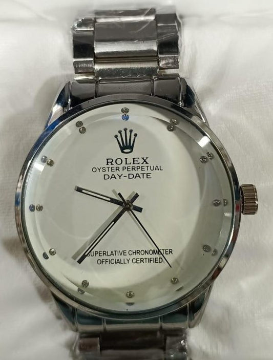 Rolex Men’s Formal Quartz Wrist Watch With Stainless Steel Chain