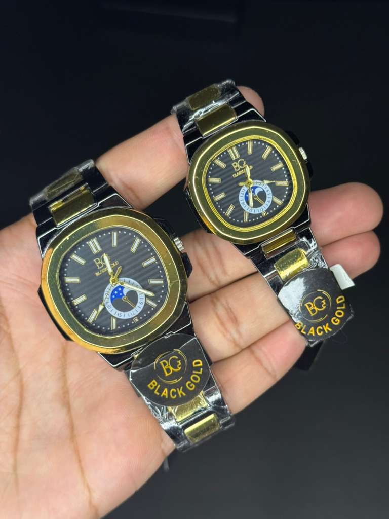 Stainless Steel Black Gold Couple Watch