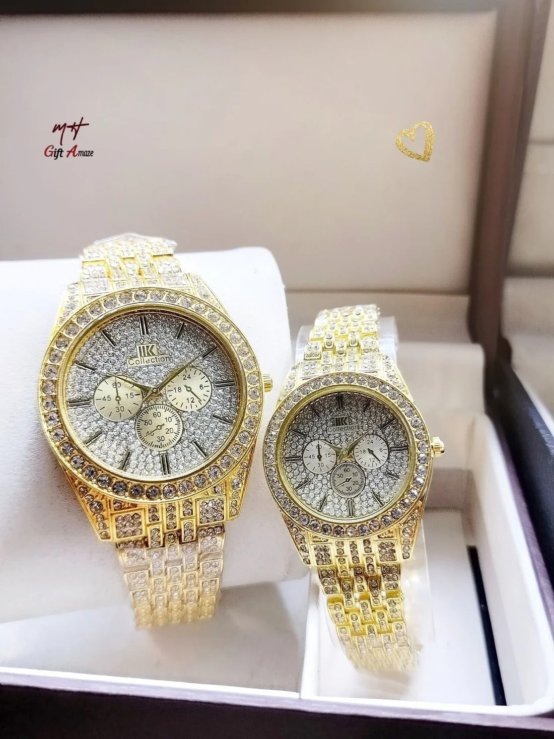 Iced Stone Couple Watch