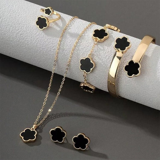 Girls Jewelry 5Pcs/set Simple Versatile Five Leaf Clover