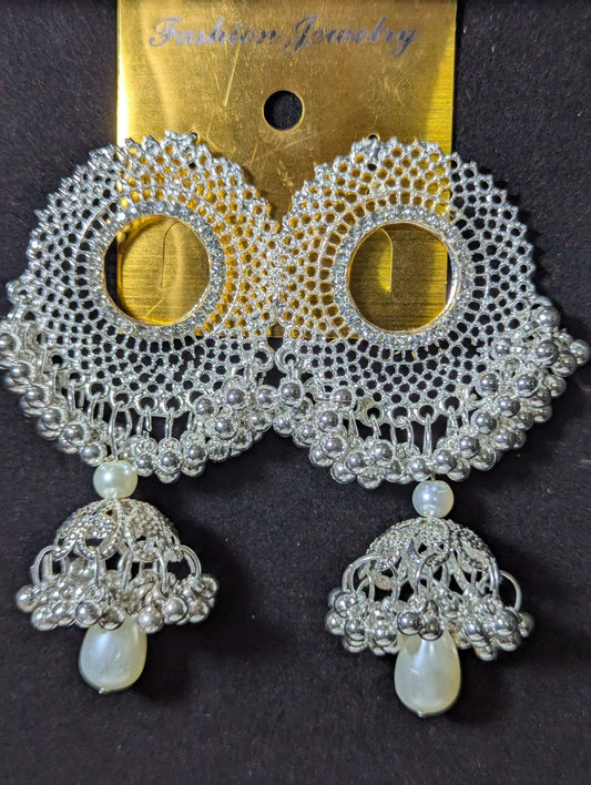 Jhumka earing For Girls Traditional Sterling Silver Round Long Dangle