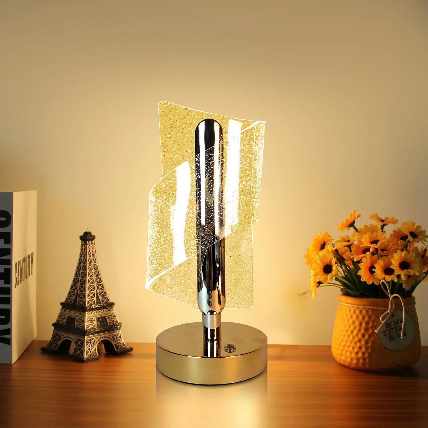 Modern LED Crystal Table Lamp with USB Charging Support