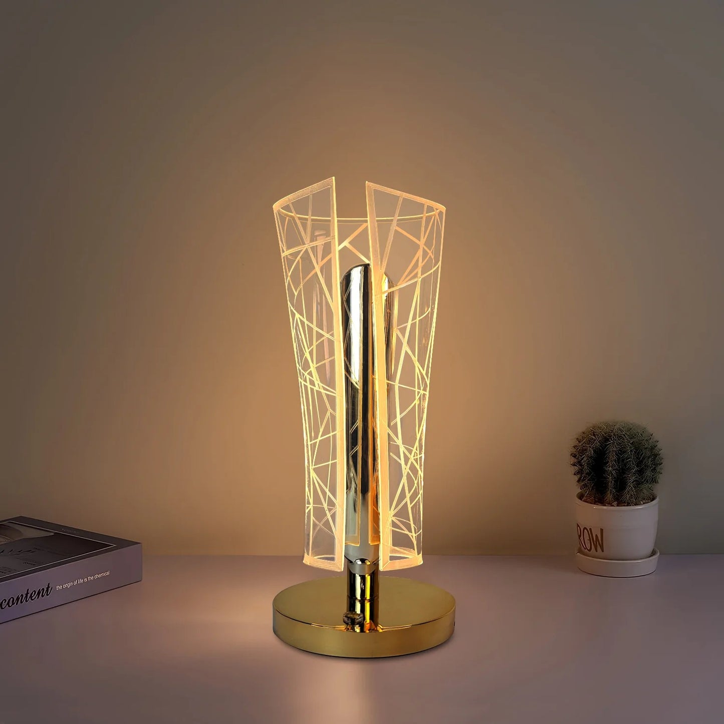 Modern LED Crystal Table Lamp with USB Charging Support
