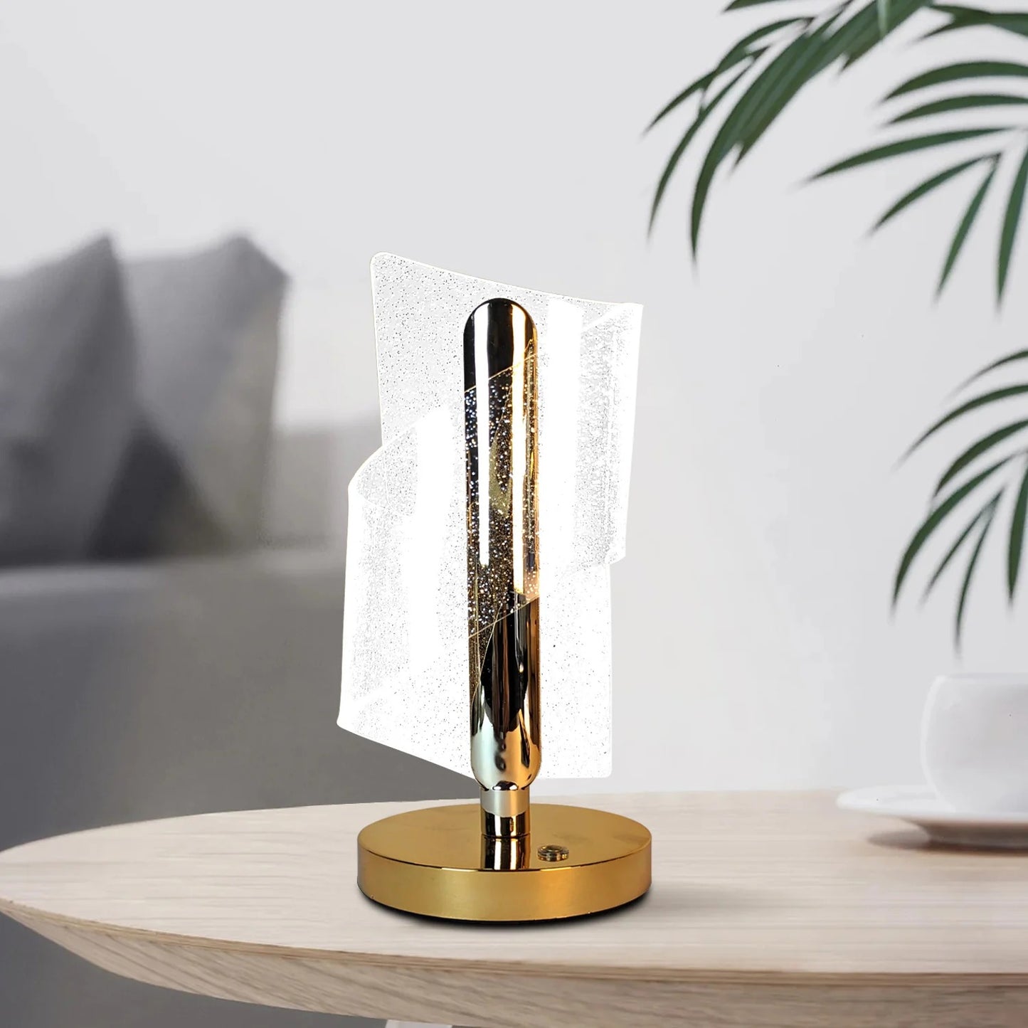 Modern LED Crystal Table Lamp with USB Charging Support