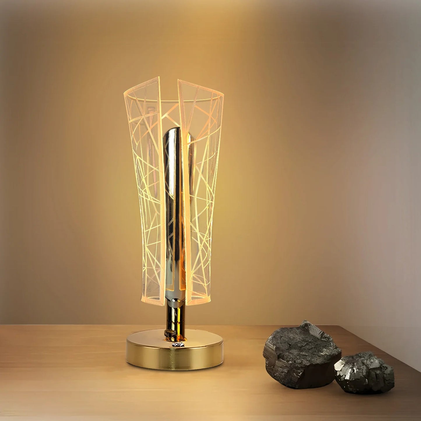 Modern LED Crystal Table Lamp with USB Charging Support