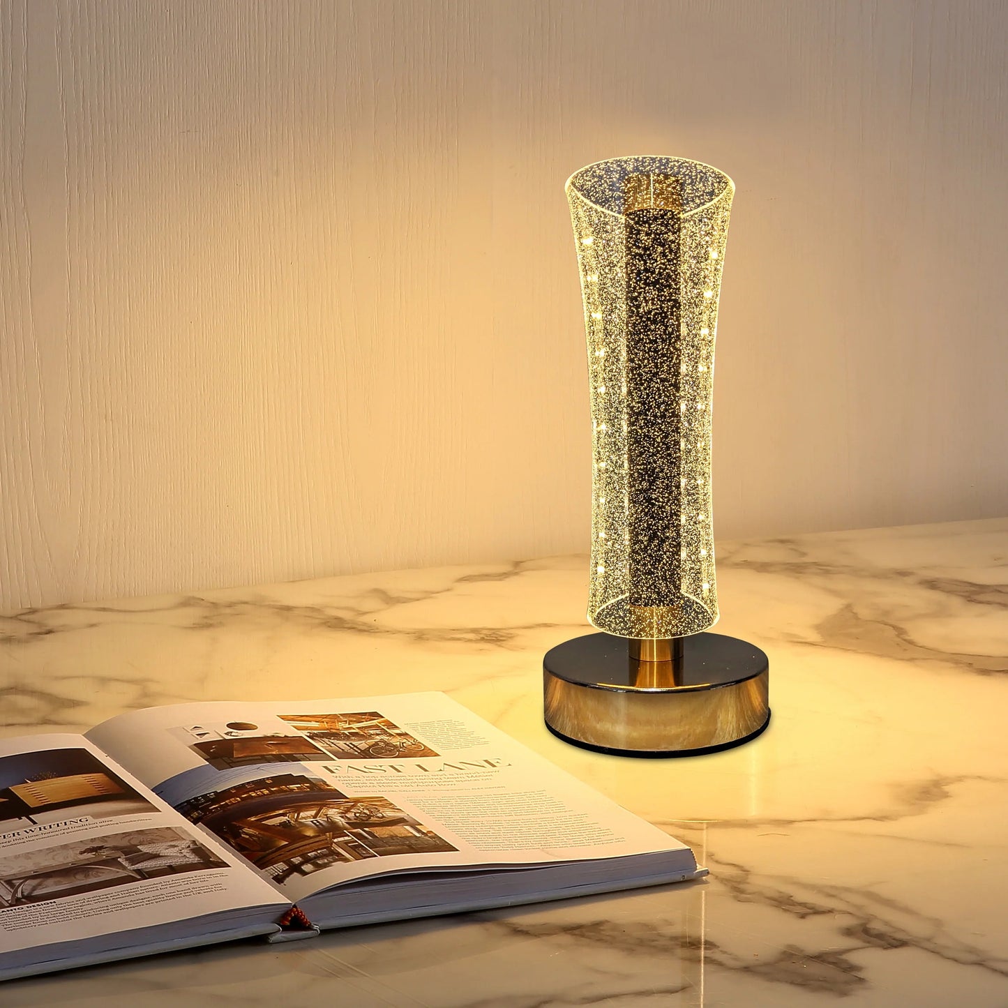 Modern LED Crystal Table Lamp with USB Charging Support